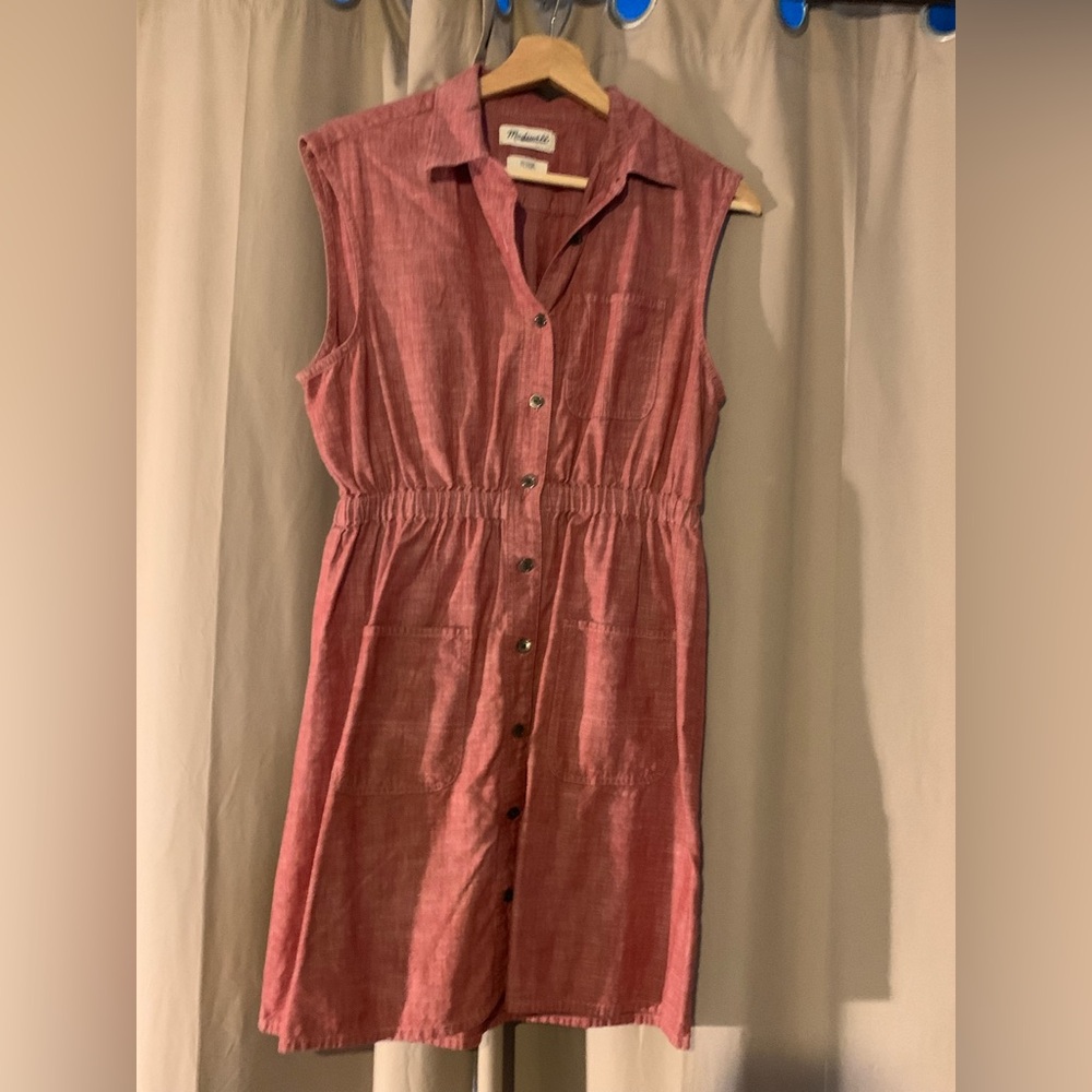 Madewell Sleeveless Button-Front Collared Women’s Casual Dress in Dusty Rose